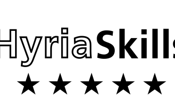 HyriaSkills-logo ja sen alla 5 tähteä rivissä. 