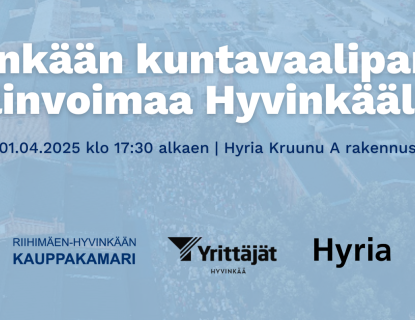 Tapahtuman kansikuva, jossa teksti "Hyvinkään kuntavaalipaneeli - Elinvoimaa Hyvinkäälle
