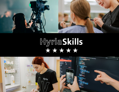 Media-alan, hius- ja kauneudenhoitoalan, hoitoalan ja tieto- ja viestintätekniikan opiskelijoita työssään.