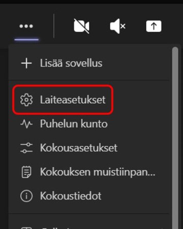 Klikkaa kolmesta pisteestä avautuva laiteasetukset