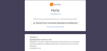 Kirjautumissivu, jossa kirjautumispainike.