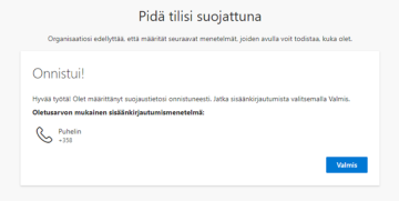 Puhelinnumeron lisääminen M365:teen