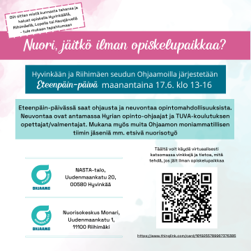 Nuori, jäitkö ilman opiskelupaikkaa?